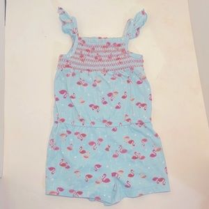 Healthtex Size 4T Pink Flamingo Blue Shorts Romper